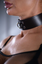 Коричневый ошейник Sex Game с поводком (Цвет: коричневый)