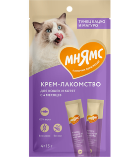 Мнямс Крем Лакомство с тунцом Кацуо и Магуро 15гр.*4шт.
