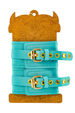 Голубые однослойные кожаные оковы