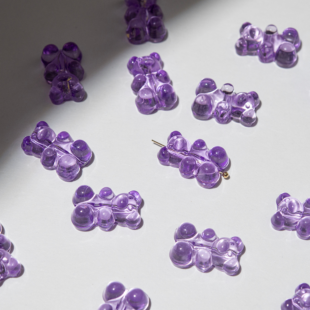 Подвеска "Мармеладный медвежонок", 18,5*12мм, фиолетовый акрил