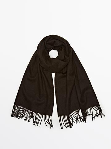 Massimo Dutti Шарф из смесовой шерсти, коричневый