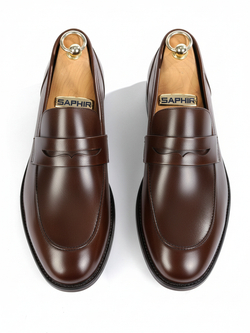 Лоферы мужские из коричневой натуральной кожи базовая пара под костюм V591кор Vorsh