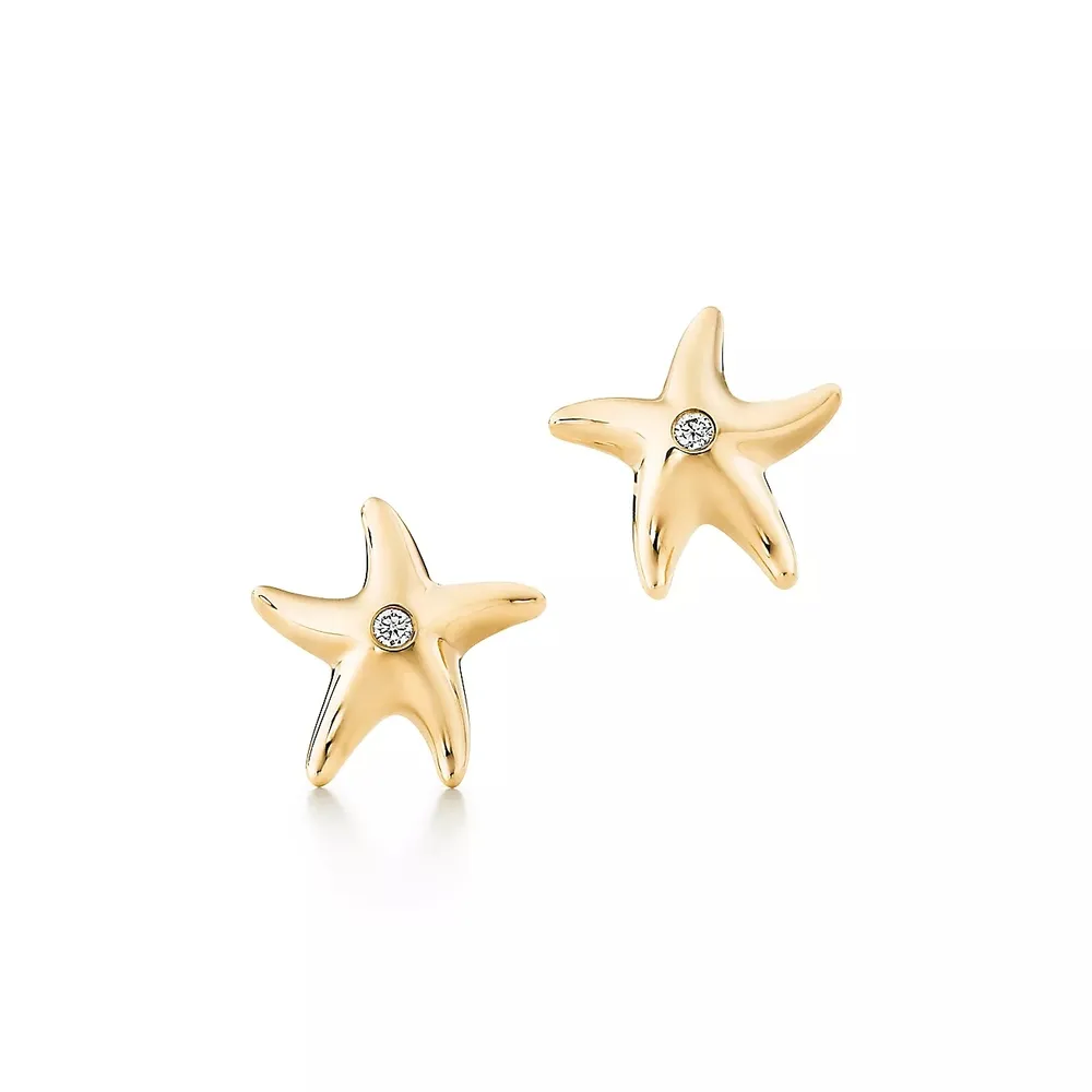 Серьги из золота 18к(750 проба) с бриллиантами, Tiffany💜 Starfish