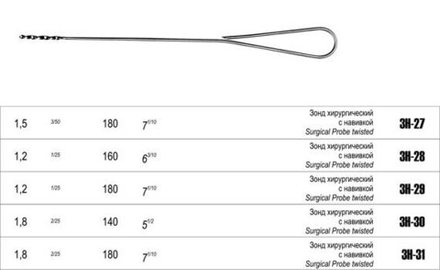 ТМ- ЗН-30 Зонд хирургический с навивкой 140х1,8 (НОВОЕ ИСПОЛНЕНИЕ)