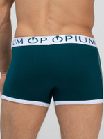 Мужские трусы-боксеры с контрастным поясом и отделкой (Размер: XXXL) (Цвет: изумрудный)