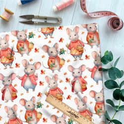 Ткань премиум сатин забавные мыши