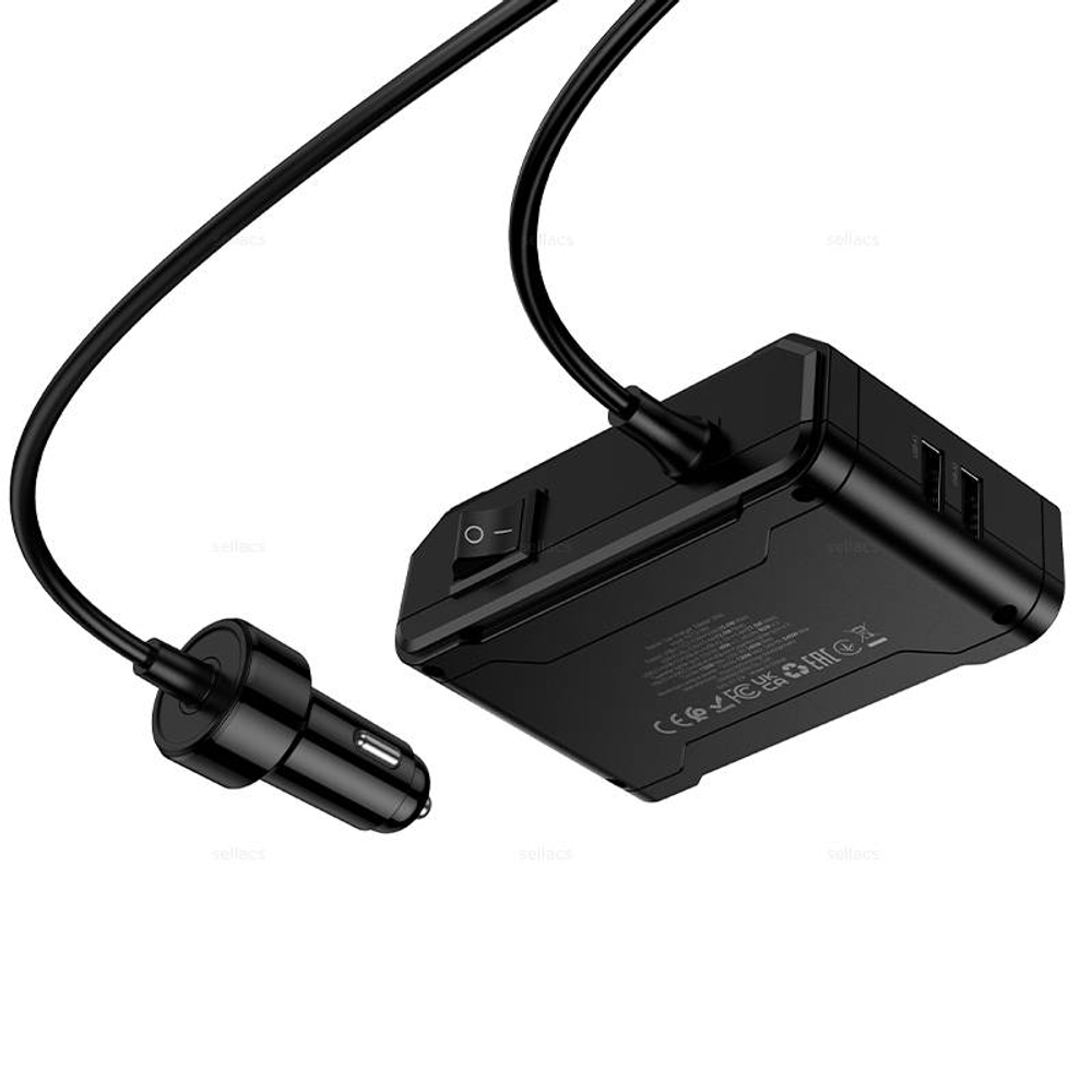 Hoco Z64 Anshun 240W авто зарядное устройство с дисплеем 3-в-1 (2C2A) (black)
