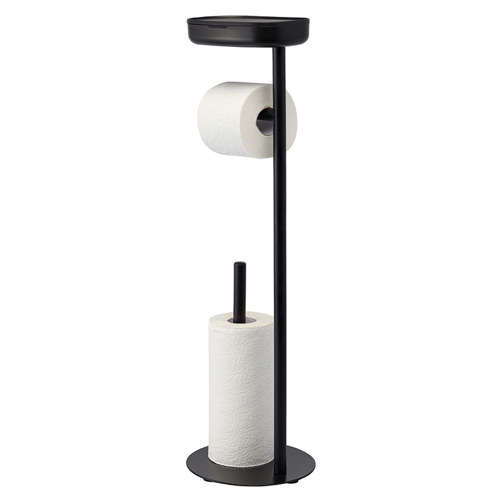 Держатель для туалетной бумаги с полочкой Slim, черный