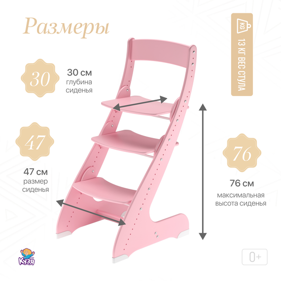 Барный растущий стул "Павлин +" - СВЕТЛО-РОЗОВЫЙ - фото: 2