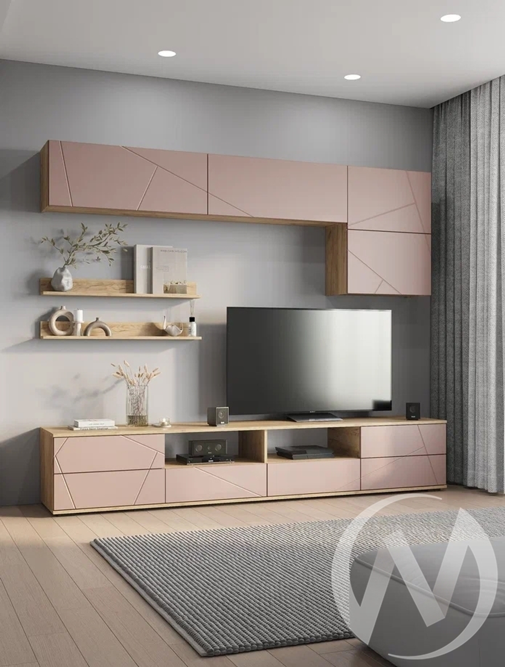 Гостиная ГС-01 Камелия (крафт/шарли пинк MF13)