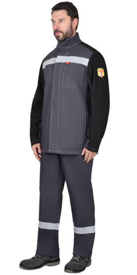 Костюм сварщика "ГЕРКУЛЕС" летний: куртка, п/к темно-серый с черным, СОП 50мм