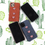 Чехол текстильный с сердечками для iPhone 11 Pro, 011569 Оранжевый