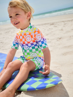 Костюм плавательный слитный для мальчика Next E91-830, Белый, Оранжевый, Синий