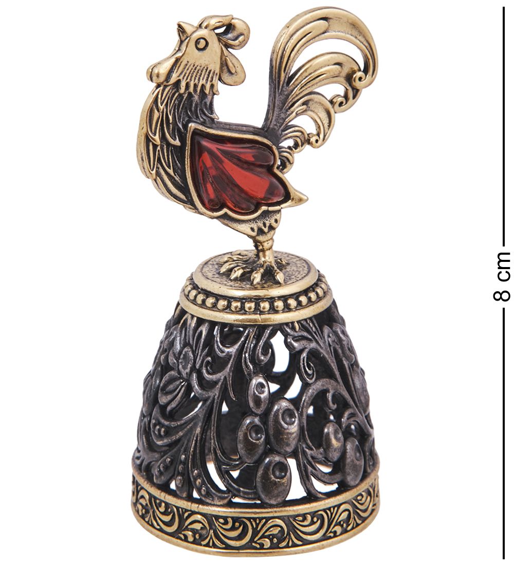 AM-4240 Колокольчик «Петух Рассвет « (латунь, янтарь)