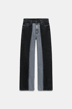 ZARA ДЖИНСЫ Z1975 WIDE LEG С ВЫСОКОЙ ПОСАДКОЙ И КОНТРАСТНЫМИ ДЕТАЛЯМИ, СЕРЫЙ