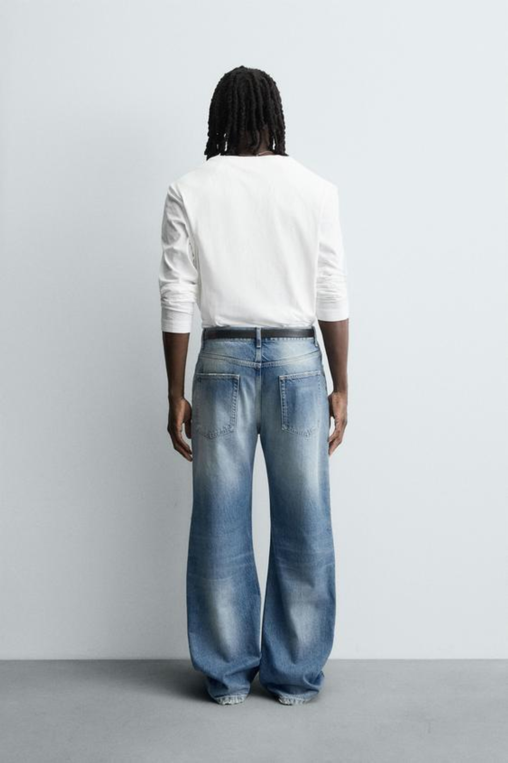 ZARA ДЖИНСЫ RELAXED FIT С РАЗРЕЗАМИ, СИНИЙ