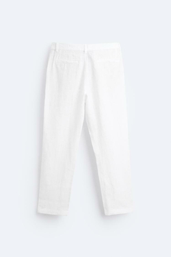ZARA БРЮКИ ИЗ 100% ЛЬНА, БЕЛЫЙ