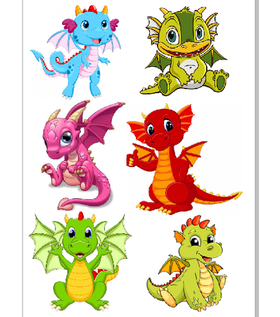 Печать на съедобной бумаге Дракоши мультяшные