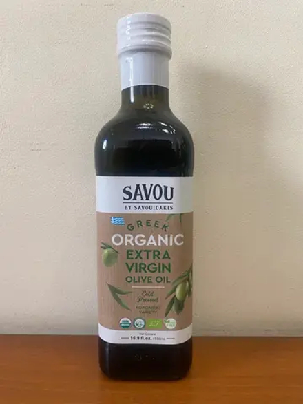 Оливковое масло EXTRA VIRGIN OLIVE OIL SAVOU Organic Bio 500мл, ж/б, Греция