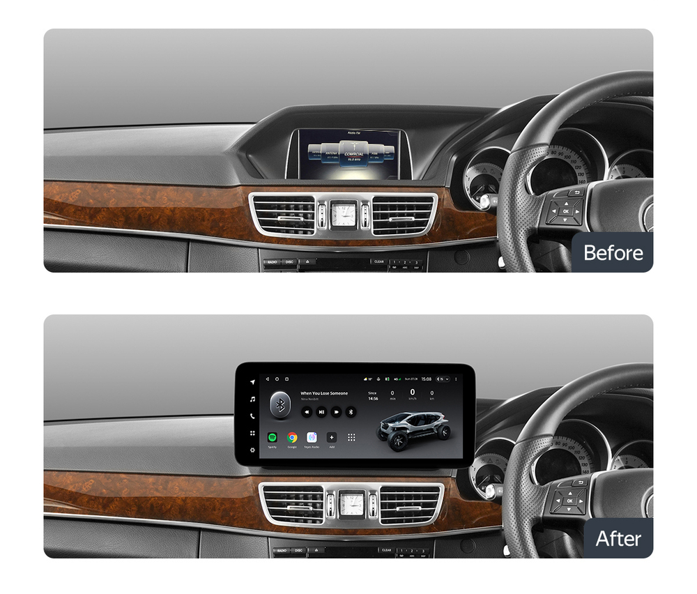 Магнитола Mercedes-Benz E W212 седан правый руль 2015-2016 NTG 5.0 - Teyes LUX ONE монитор 12.3", Android 10, 6+128Гб, CarPlay, 4G SIM-слот