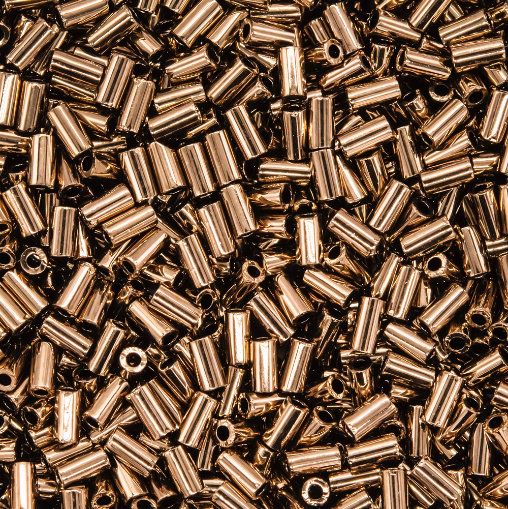 Японский бисер TOHO Bugle (стеклярус) 3mm (№221), металлизированный, непрозрачный глянцевый