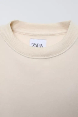 ZARA ОДНОТОННАЯ ТОЛСТОВКА, ЭКРЮ