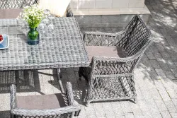 "Катания" обеденная группа плетеная на 6 персон, цвет графит