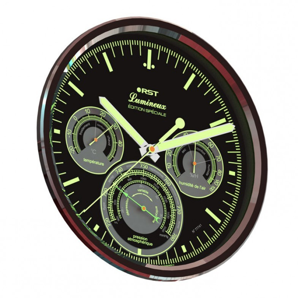 Метеостанция (настенные часы) RST Lumineux, черный (77741)