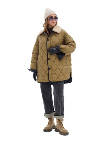 Удлиненная двусторонняя куртка с меховым воротником