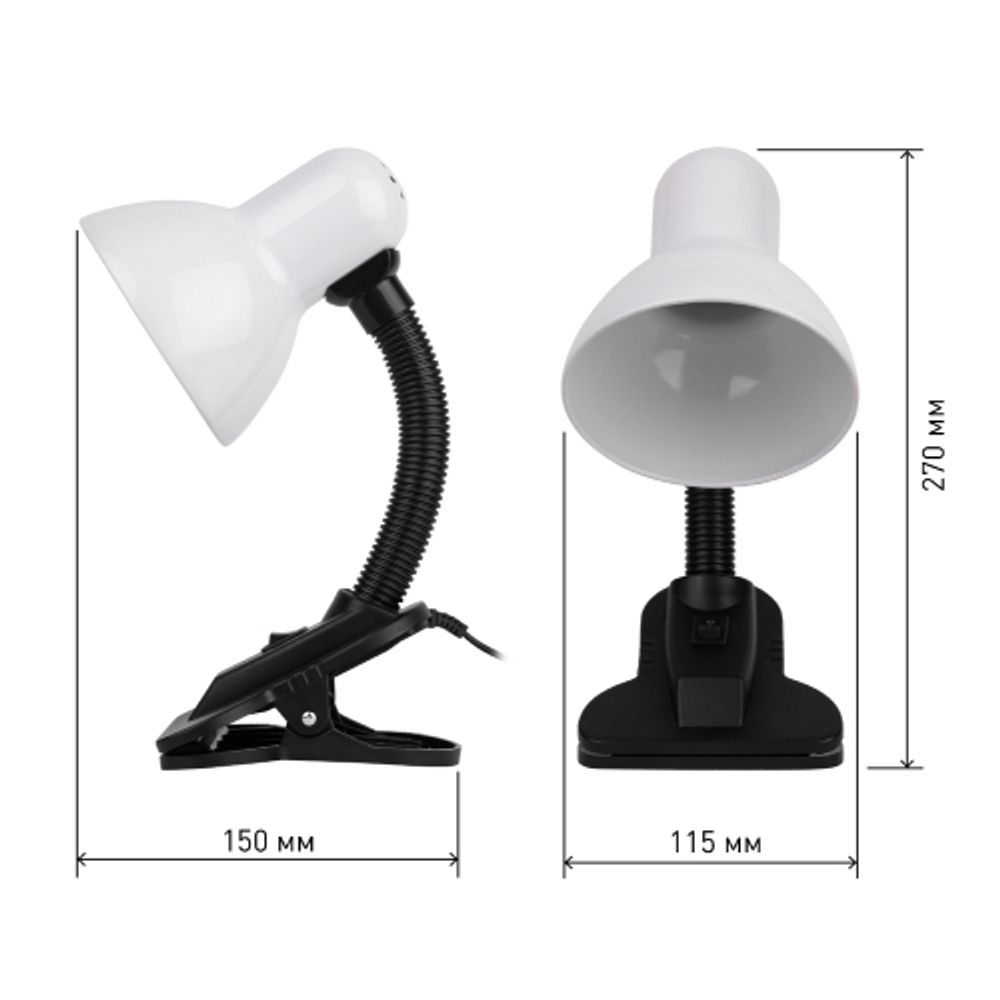 Настольный светильник ЭРА N-212-E27-40W-W на прищепке белый