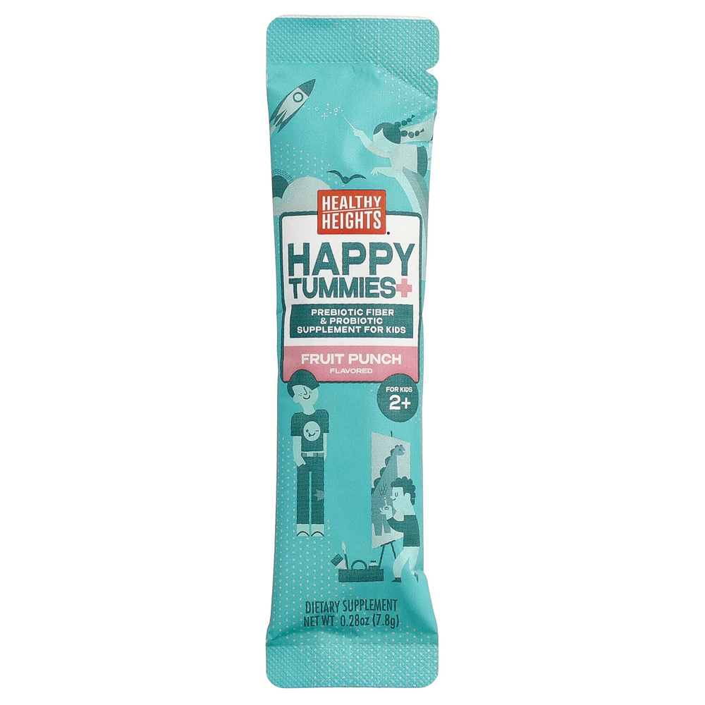 Healthy Heights, Happy Tummies, смесь для приготовления напитка для поддержки пищеварения, для детей, фруктовый пунш, 15 стик-пакетов по 7,8 г (0,28 унции)