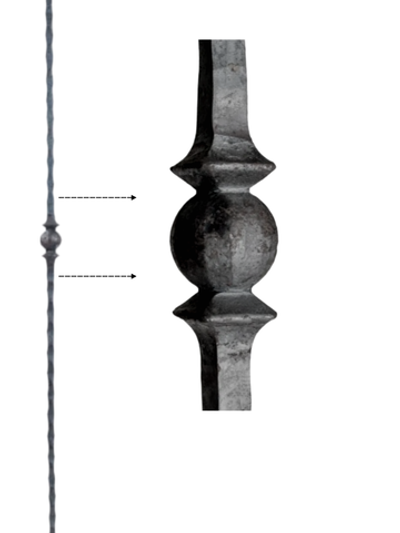 Кованая балясина. Высота 1000мм. Сталь квадрат 12мм. Узор "Шар"