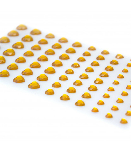 Стразы самоклеющиеся сердечки разного размера 84 шт желтые