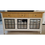 Тумба «Сканди» 3 стеклянные двери и 3 ящика белый/антик