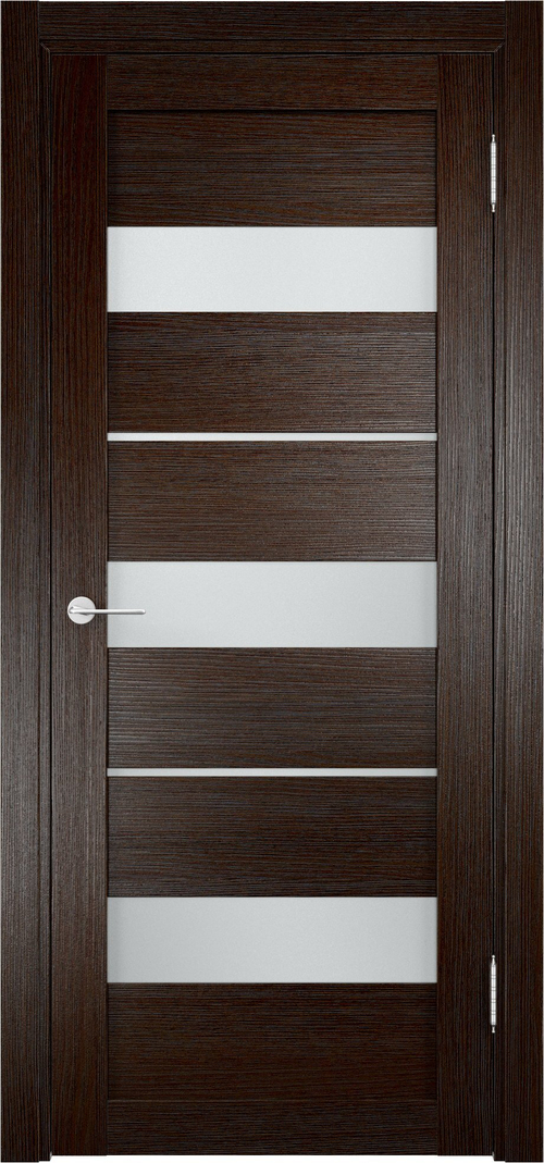 Межкомнатная дверь Новелла 1 Беленый дуб,стекло белое / Цвет Дуб темный / Остекление "Сатинато" / Двери Верда