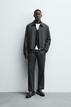 ZARA КУРТКА-РУБАШКА REGULAR FIT, ТЕМНЫЙ ХАКИ