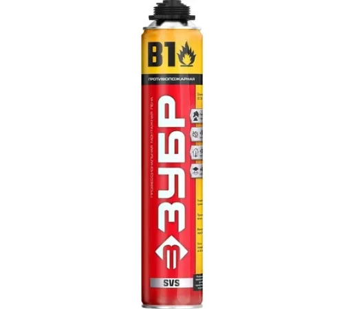 Пена монтажная Зубр Эксперт до 45л противопожарная (750мл) под пистолет