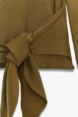 ZARA ДЖЕМПЕР С УЗЛОМ, СВЕТЛЫЙ ХАКИ