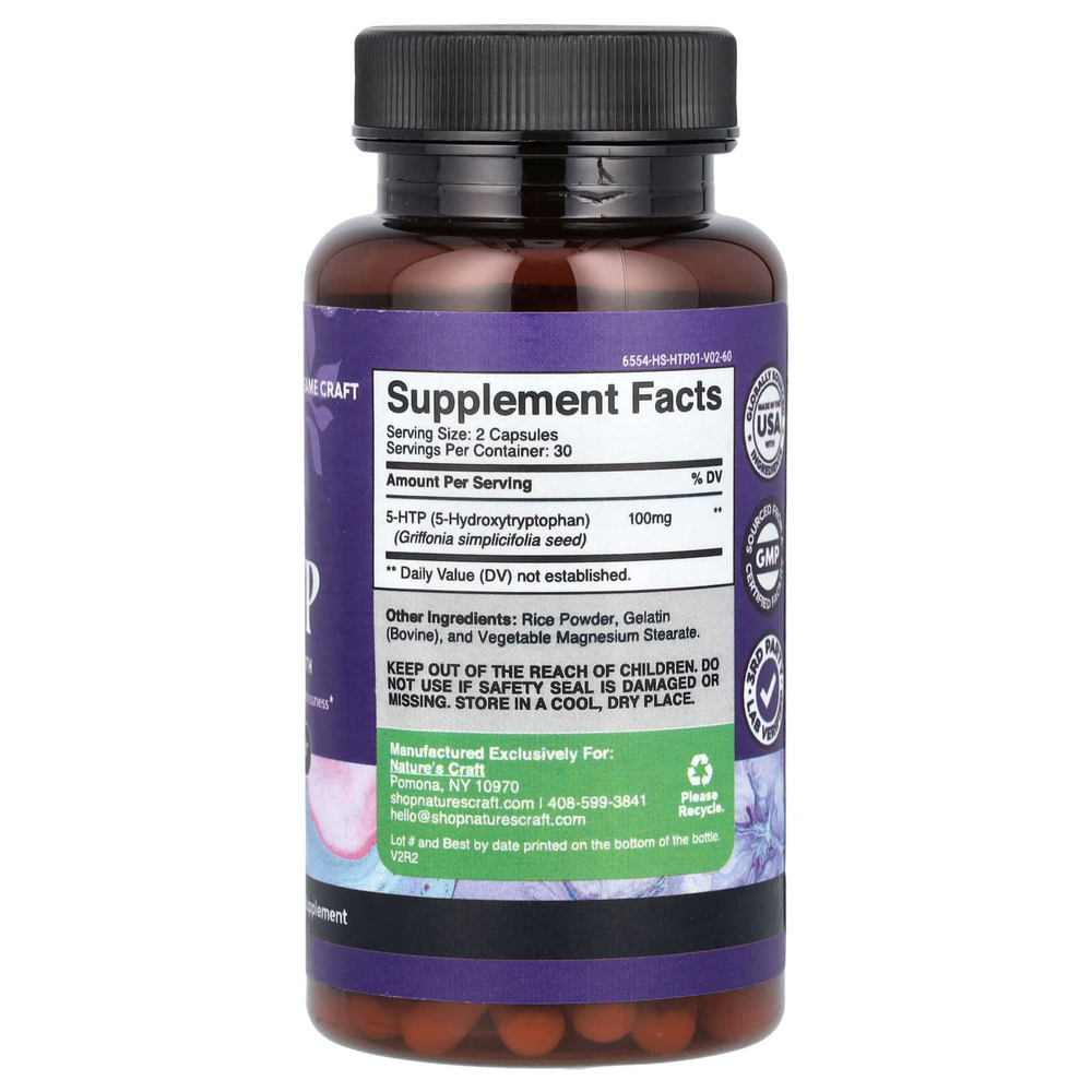 Nature's Craft, 5-гидрокситриптофан, 60 капсул (50 мг в 1 капсуле)