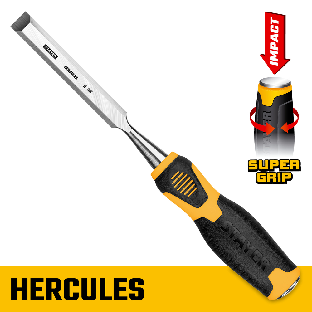 STAYER HERCULES стамеска-долото с двухкомпонентной рукояткой, 8 мм