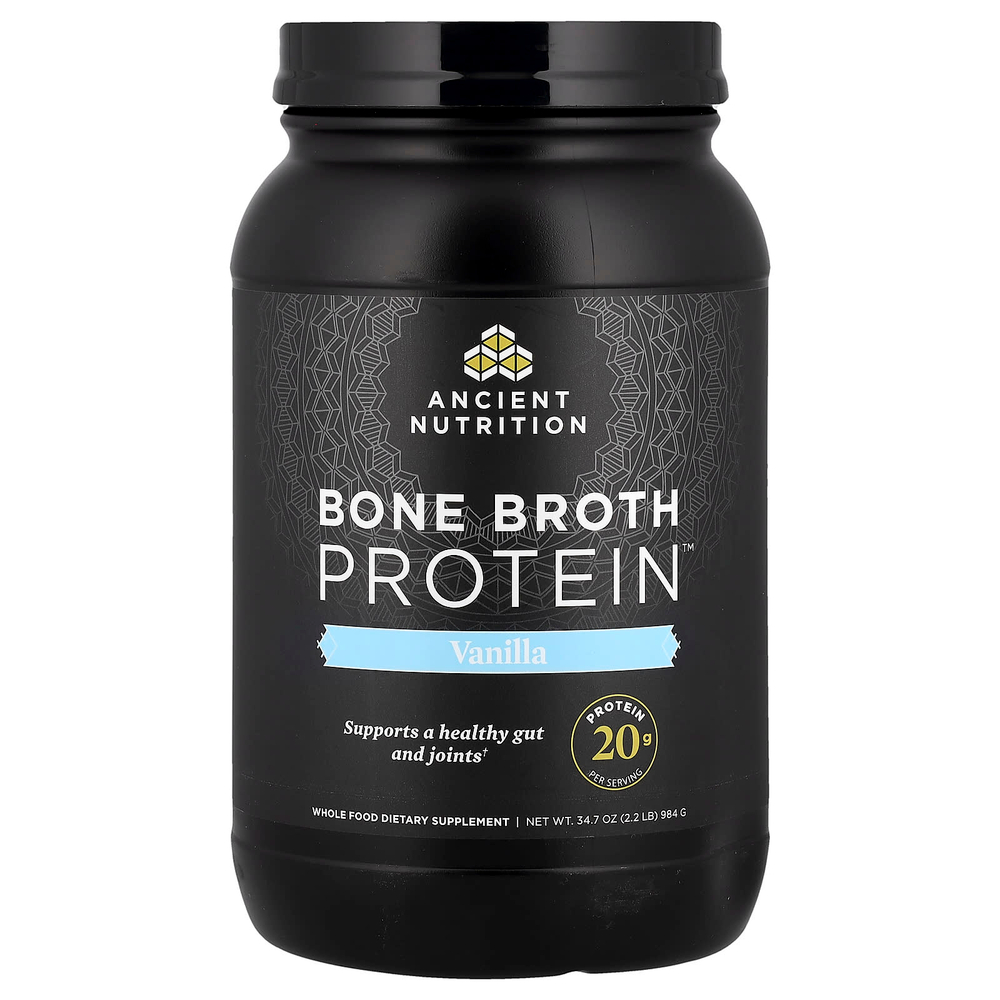 Ancient Nutrition, Bone Broth Protein™, со вкусом ванили, 984 г (2,2 фунта)