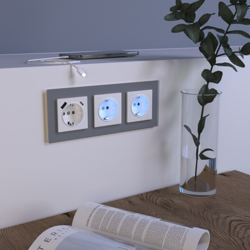 Рамка на 3 поста Favorit (серый,стекло)