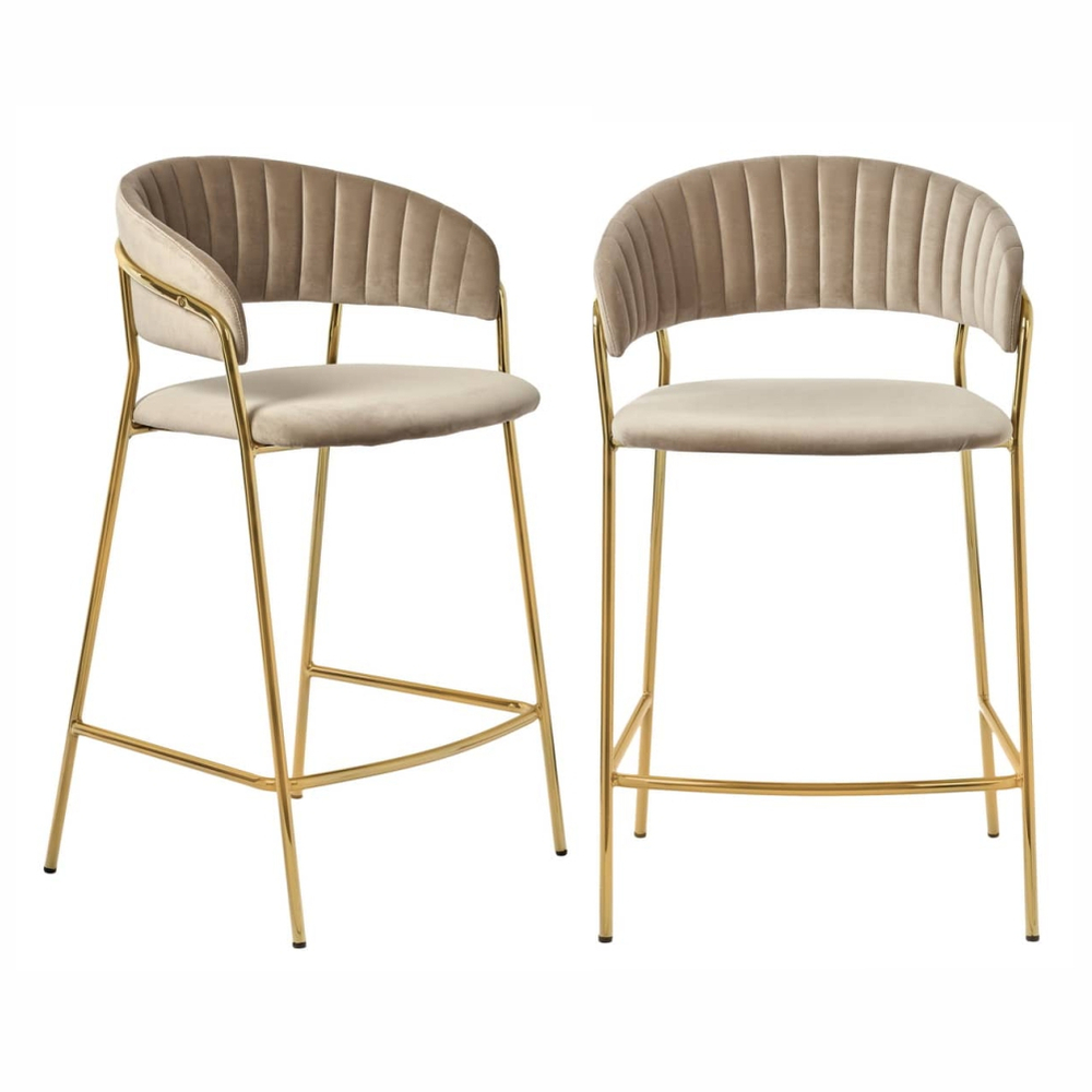 Комплект из 2-х стульев полубарных Turin латте с золотыми ножками