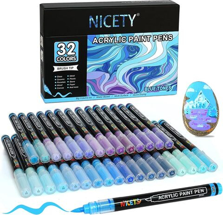 NICETY акриловые маркеры 1-5 мм, 32 шт, Blue