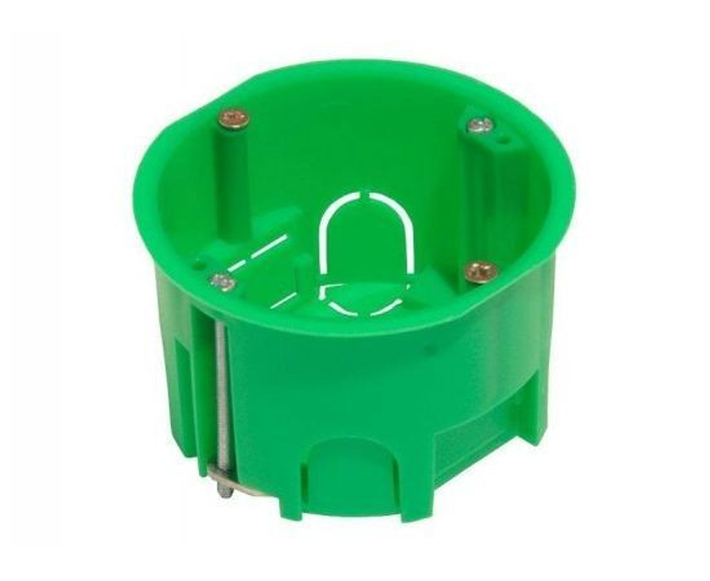 Hegel Коробка разветвительная д/полых стен с крышкой, внутр разм 86х45 мм, ниша:80х45 мм, круг, пласт. лапки, IP30, КР1202-И