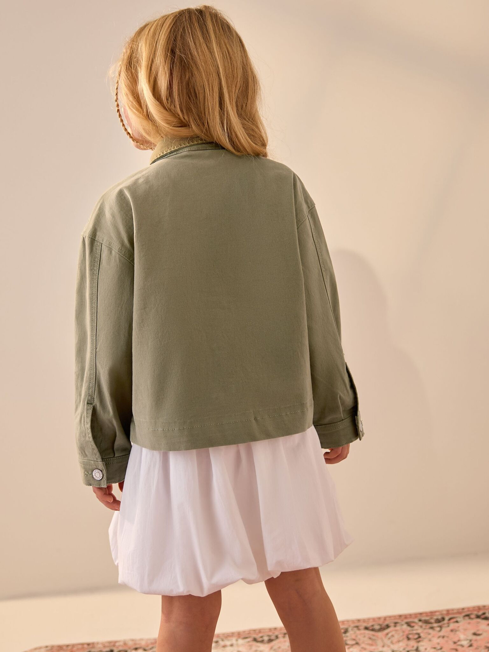 Куртка джинсовая с вышивкой для девочки Next E25-208, Хаки