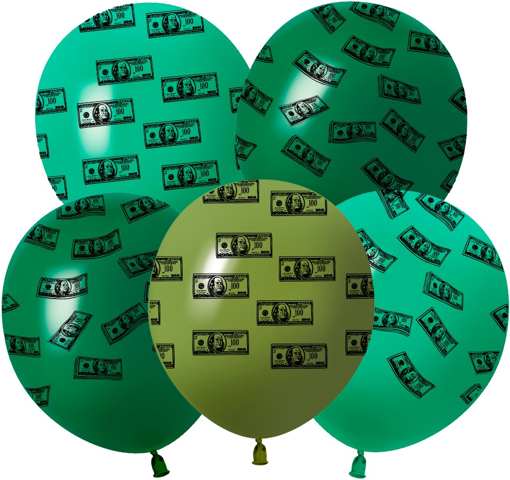 собственная разработка Шар (12''/30 см) Доллары, Ассорти, пастель, 5 ст, 25 шт.