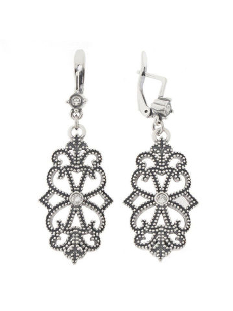 "Авино" серьги в серебряном покрытии из коллекции "Antique" от Jenavi с английским замком