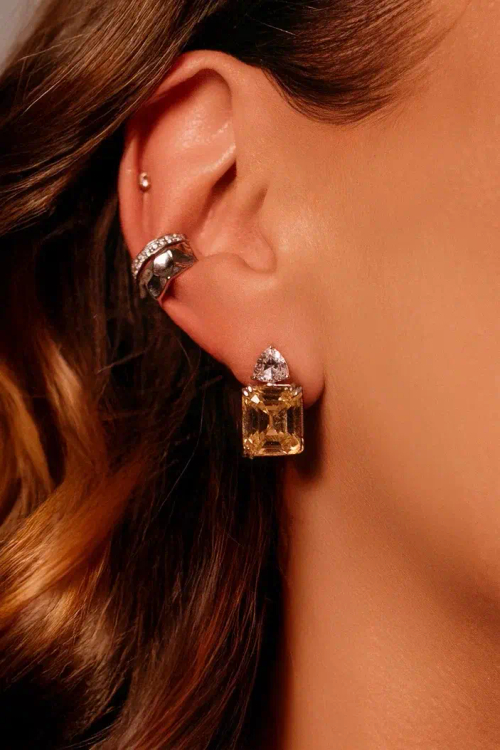 Серьги "DIVA" с желтым фианитом