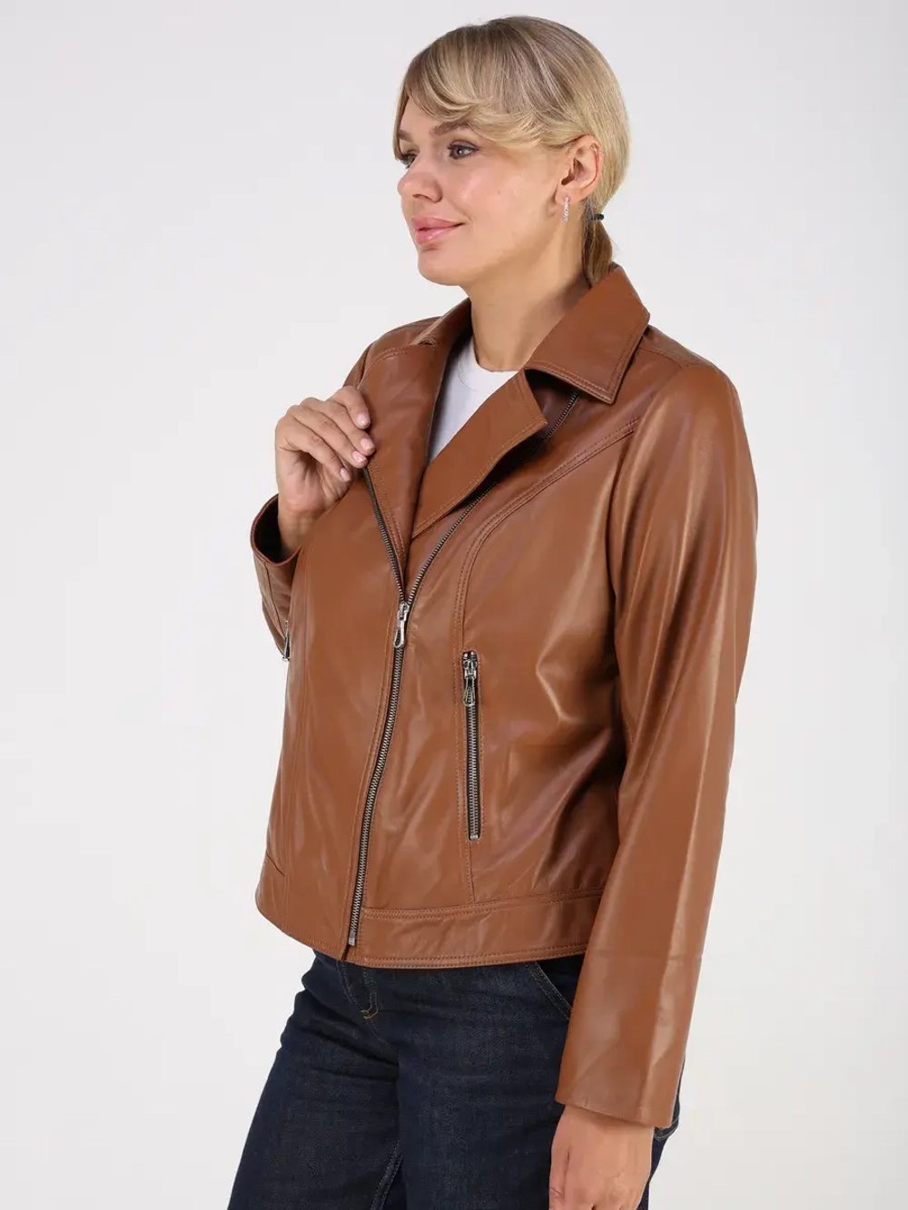 Кожаная куртка демисезонная косуха оверсайз